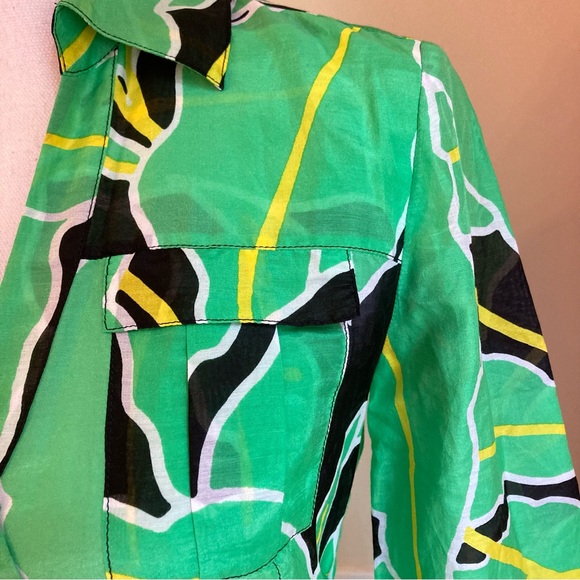 DIANE VON FURSTENBERG DVF Clarem Green Leaf Tropical Print Midi/Maxi Wrap Dress - Picture 6 of 12